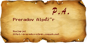 Preradov Alpár névjegykártya